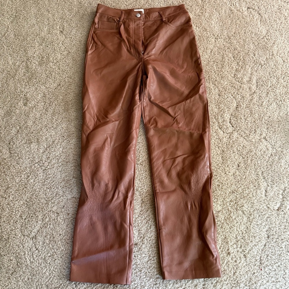 Aritzia brown leather pants